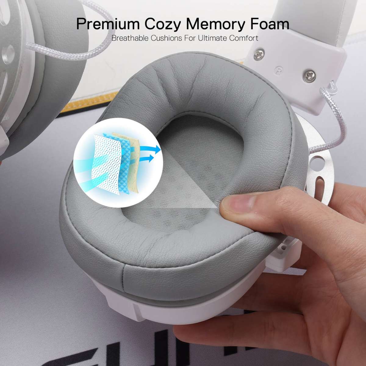 REDRAGON Over-Ear AURORA Gaming Headset - White