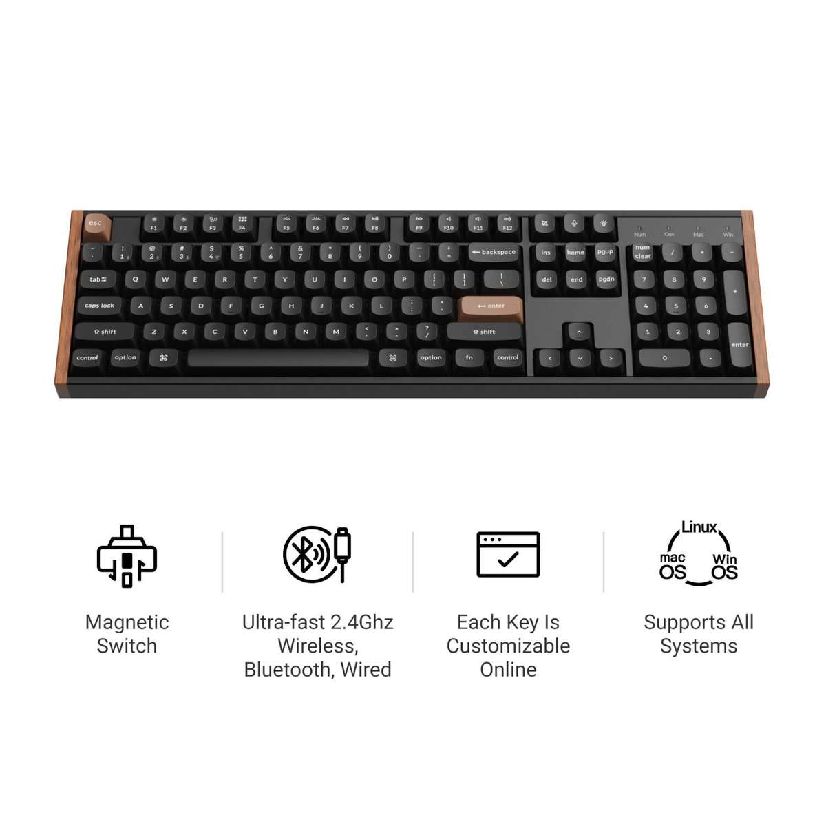 Keychron K10 HE 100% Wireless Magnetic Gaming Keyboard Nebula Switches  Black