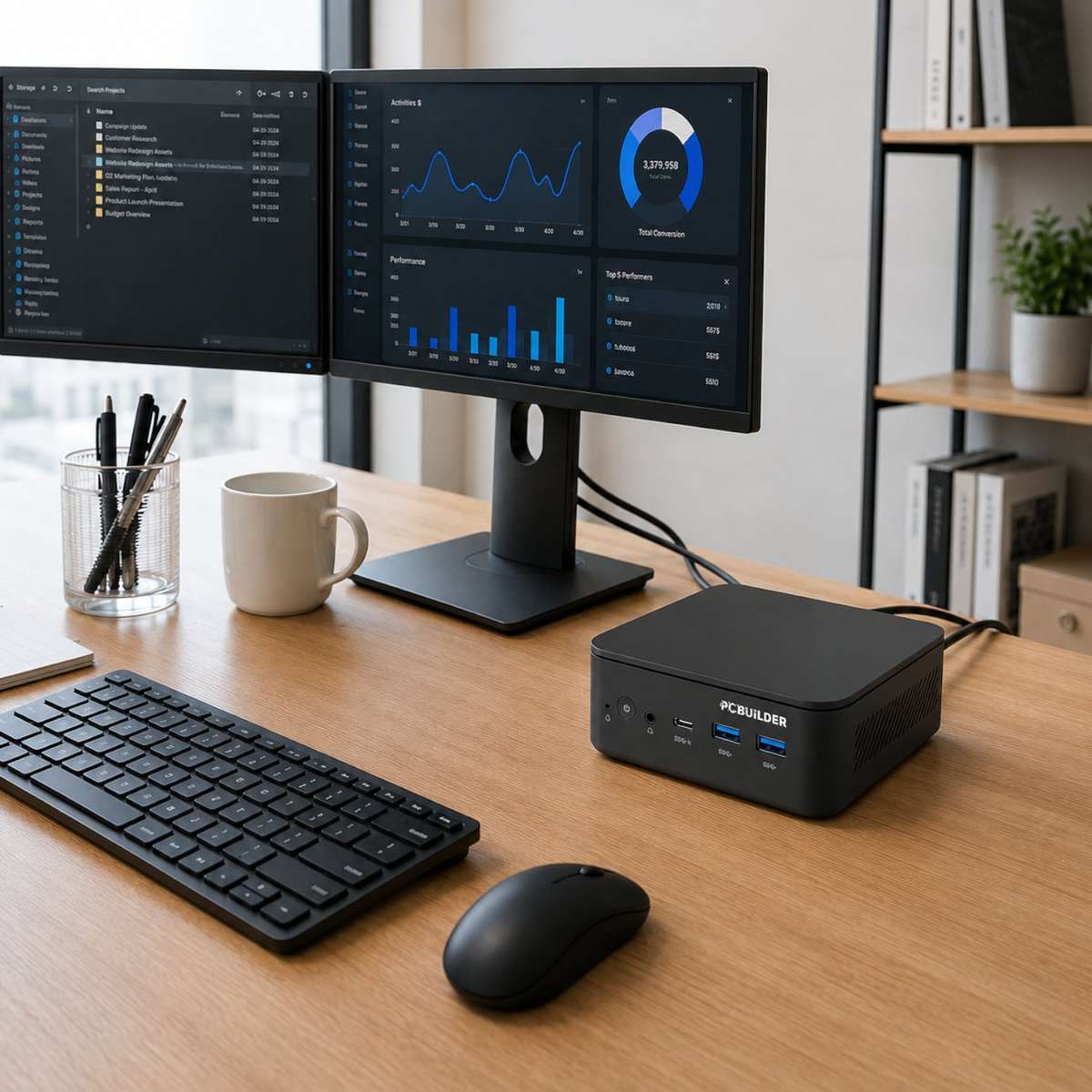 PCBuilder CUBE Intel Core 3-100U 12GB DDR5 512GB Windows 11 Home Mini PC