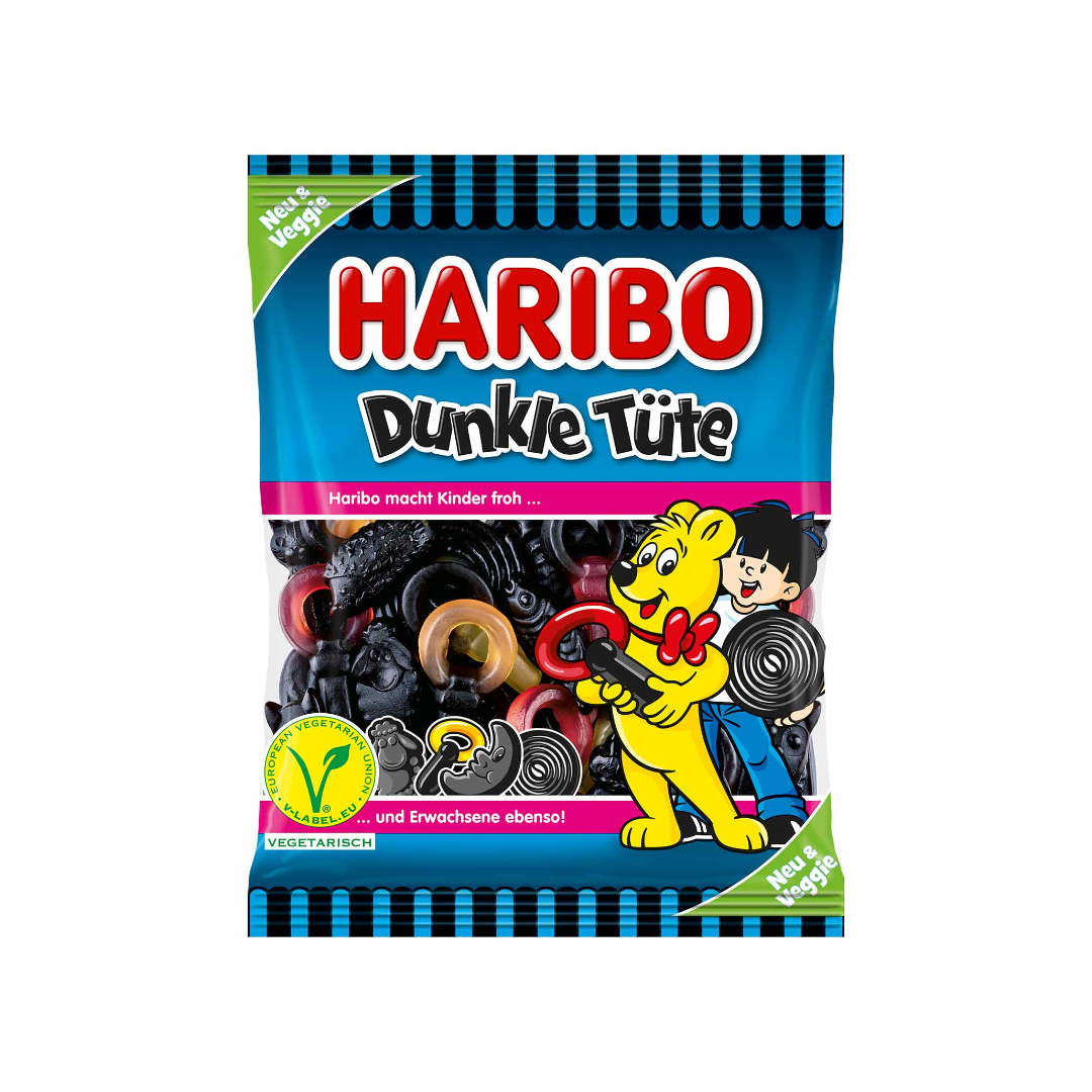 HARIBO Veggie Dunkle Tüte Liquorice Sweets - 175g (BB)