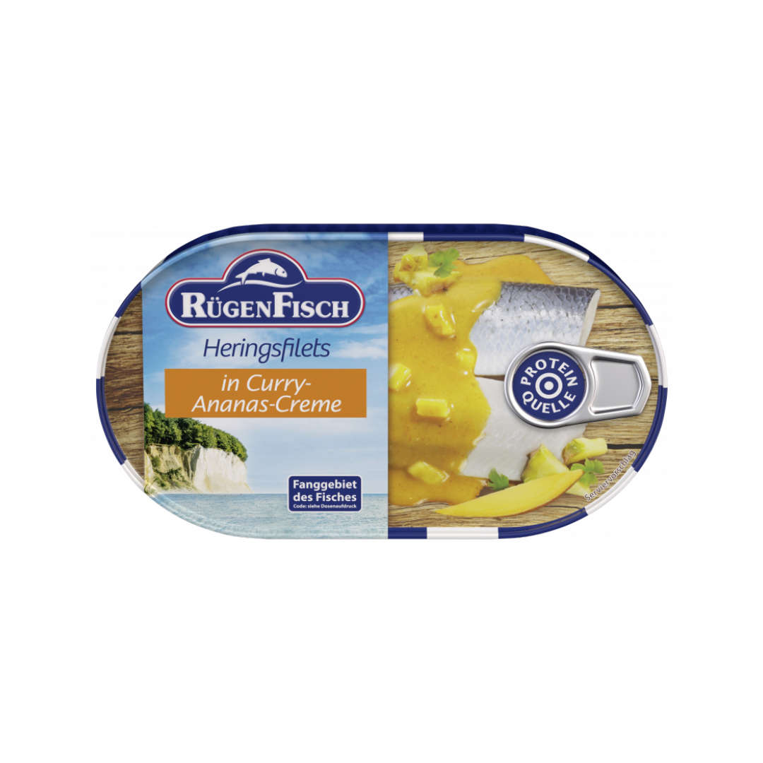 RÜGEN FISCH Heringsfilets | Herring Fillets Curry Pineapple Cream - 200g