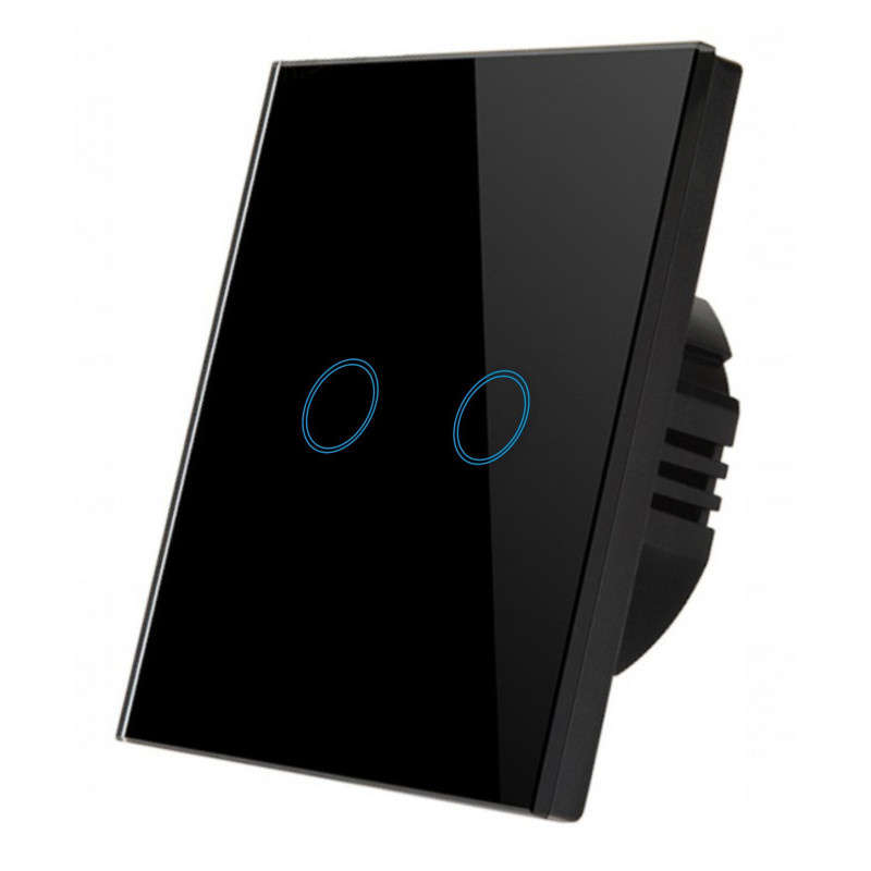 Smart WiFi Light Switch Black Glass (2-Gang)