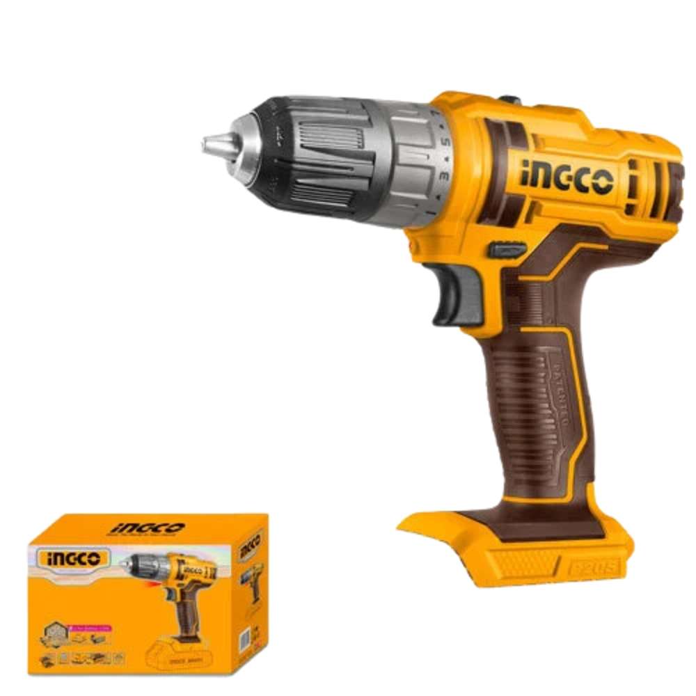 Ingco - Cordless Drill Kit - 45Nm Torque - 20V - 2-Speed Gear
