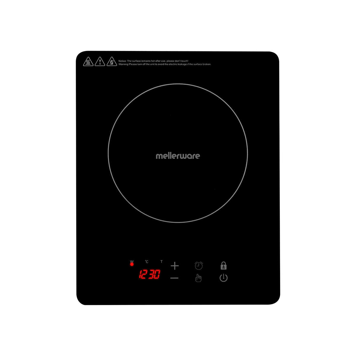 Mellerware Induction Cooker Single Glass Black 1800W "Capri"