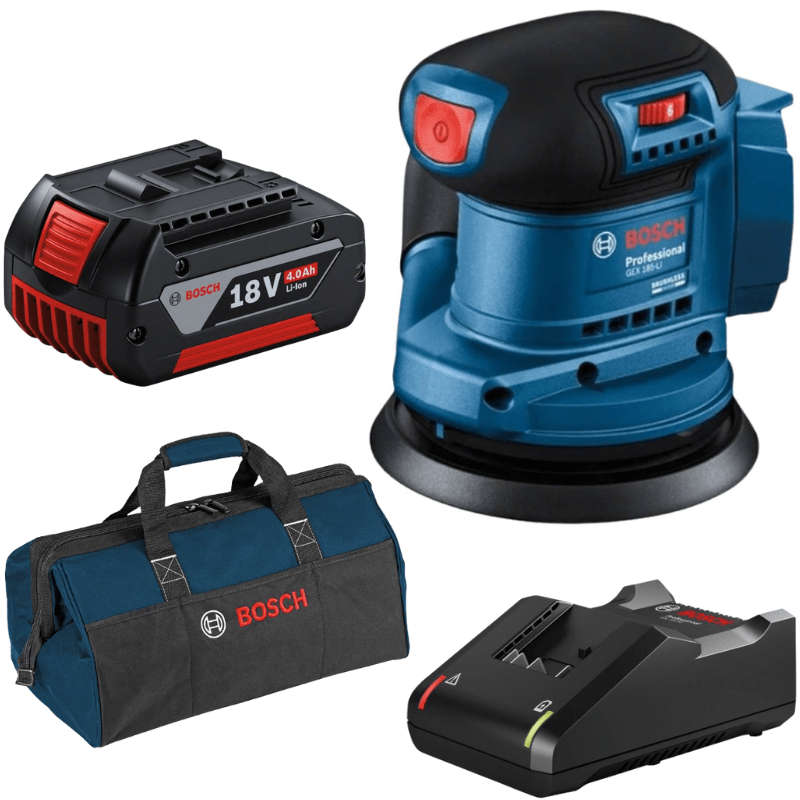 Bosch - Random Ordit Sander (GEX 185-LI) with 4.0Ah Battery and Charger