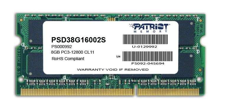 Patriot 8GB DDR3 1600MHz Notebook / Laptop RAM