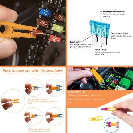 Mix Box 485Pcs Car Blade Fuse Kit for 2A - 40A Auto Fuses with Puller