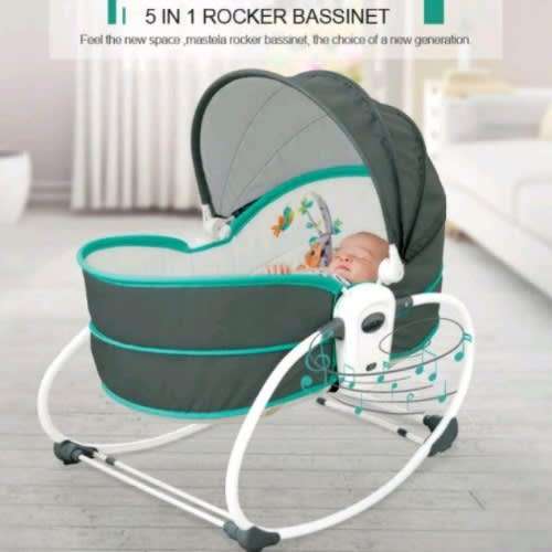 5 In 1 Newborn Baby Rocker Bassinet Bouncer Toddler Music Chair With Toy