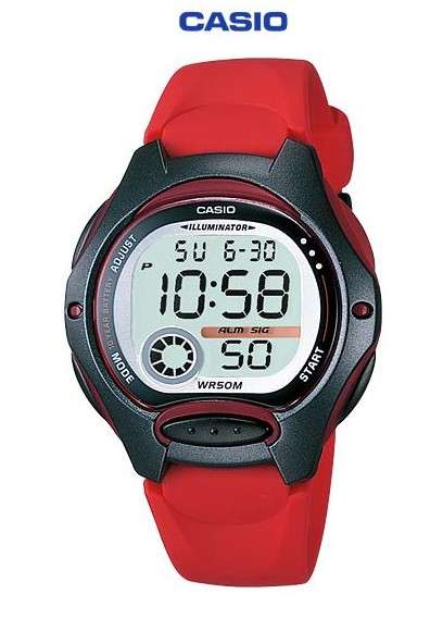 Casio Ladies 10 Year Digital Red Resin Wrist Watch (Lw-200-4Avdf)