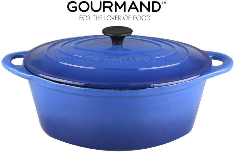 7L Cast Iron Oval Casserole - Blue