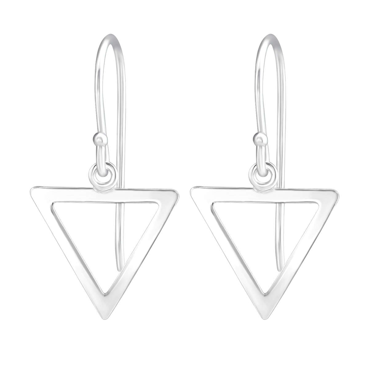 A02531-SS    Sterling silver open triangle hook ear ring