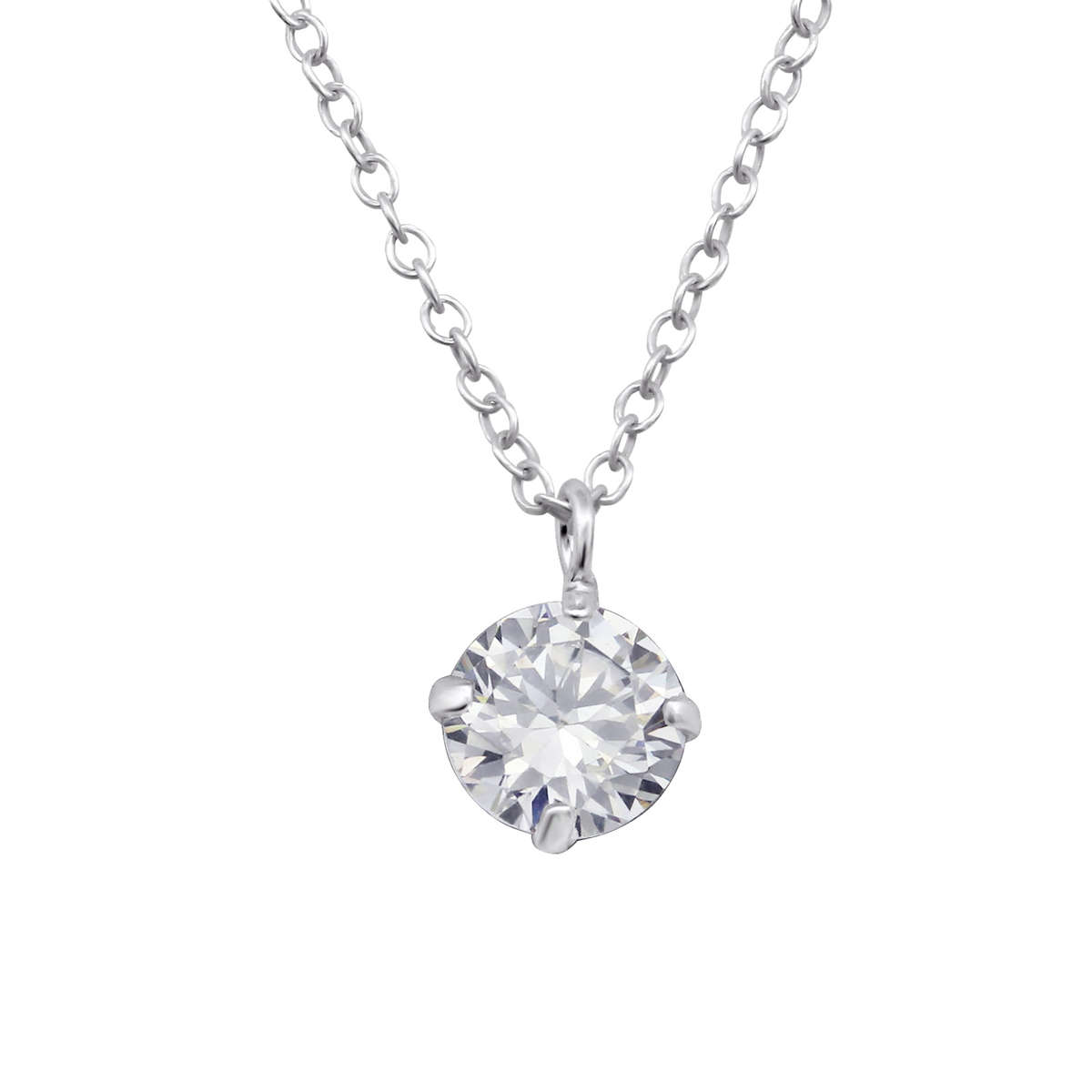 P02021-CR  Sterling Silver CZ Pendant Necklace