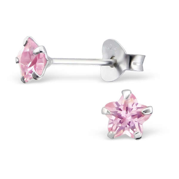 E01422-PK  Sterling Silver Circle stud Ear rings with crystals