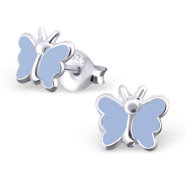 E00163-PU Sterling Silver Butterfly Ear rings with epoxy