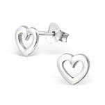BB0002-SS Sterling Silver Open Heart Ear Rings