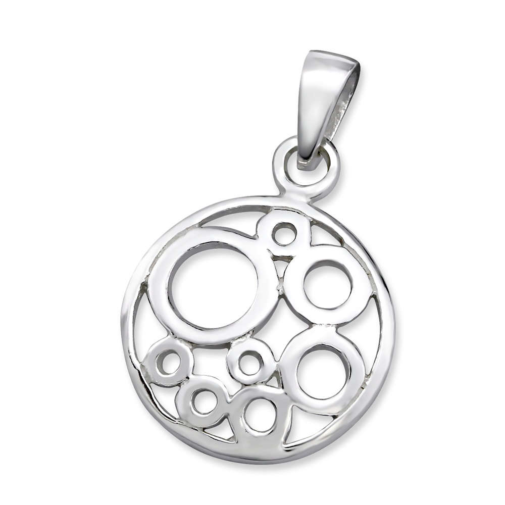 N01338-SS   Sterling silver circle circle pendant necklace