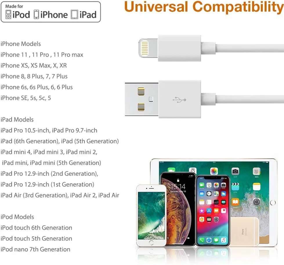 Apple iPhone USB Charging Cable Pack Of 5 