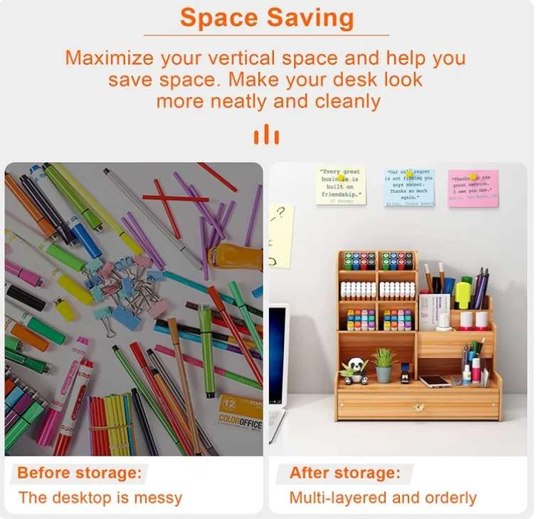 Wooden Desktop Multifunctional Stationary Storage Organizer
