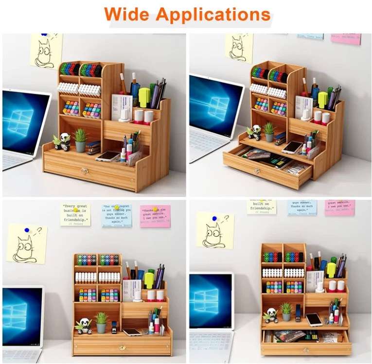Wooden Desktop Multifunctional Stationary Storage Organizer