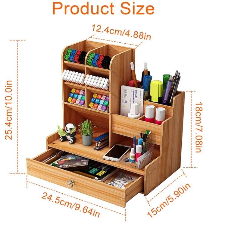 Wooden Desktop Multifunctional Stationary Storage Organizer