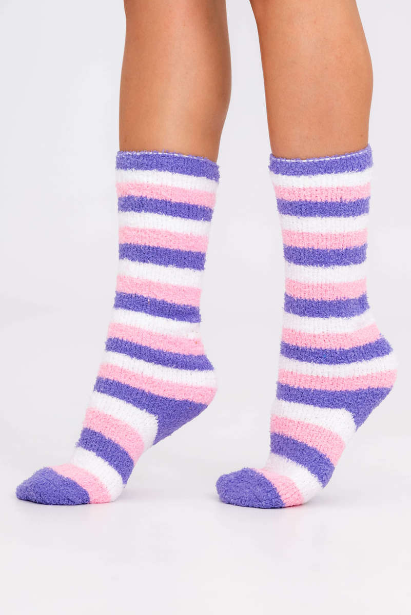 Fluffy Feet Fluffy Socks For Winter Unisex Stripe Medium