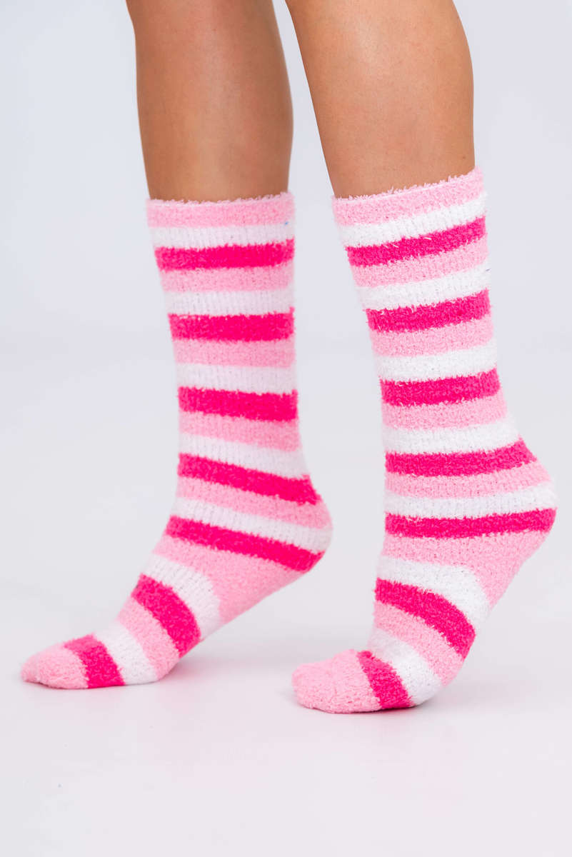 Fluffy Feet Fluffy Socks For Winter Unisex Stripe Medium