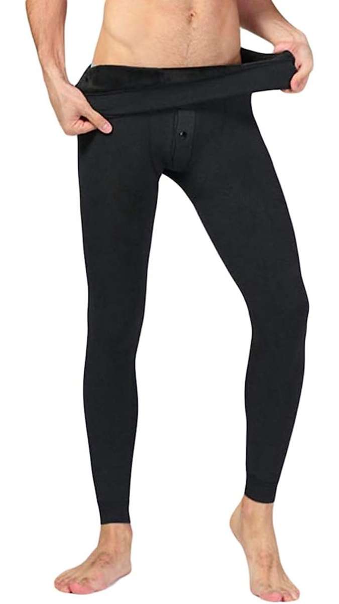 Men's Fleece Lined Long Johns Stretchy Winter Thermal leggings