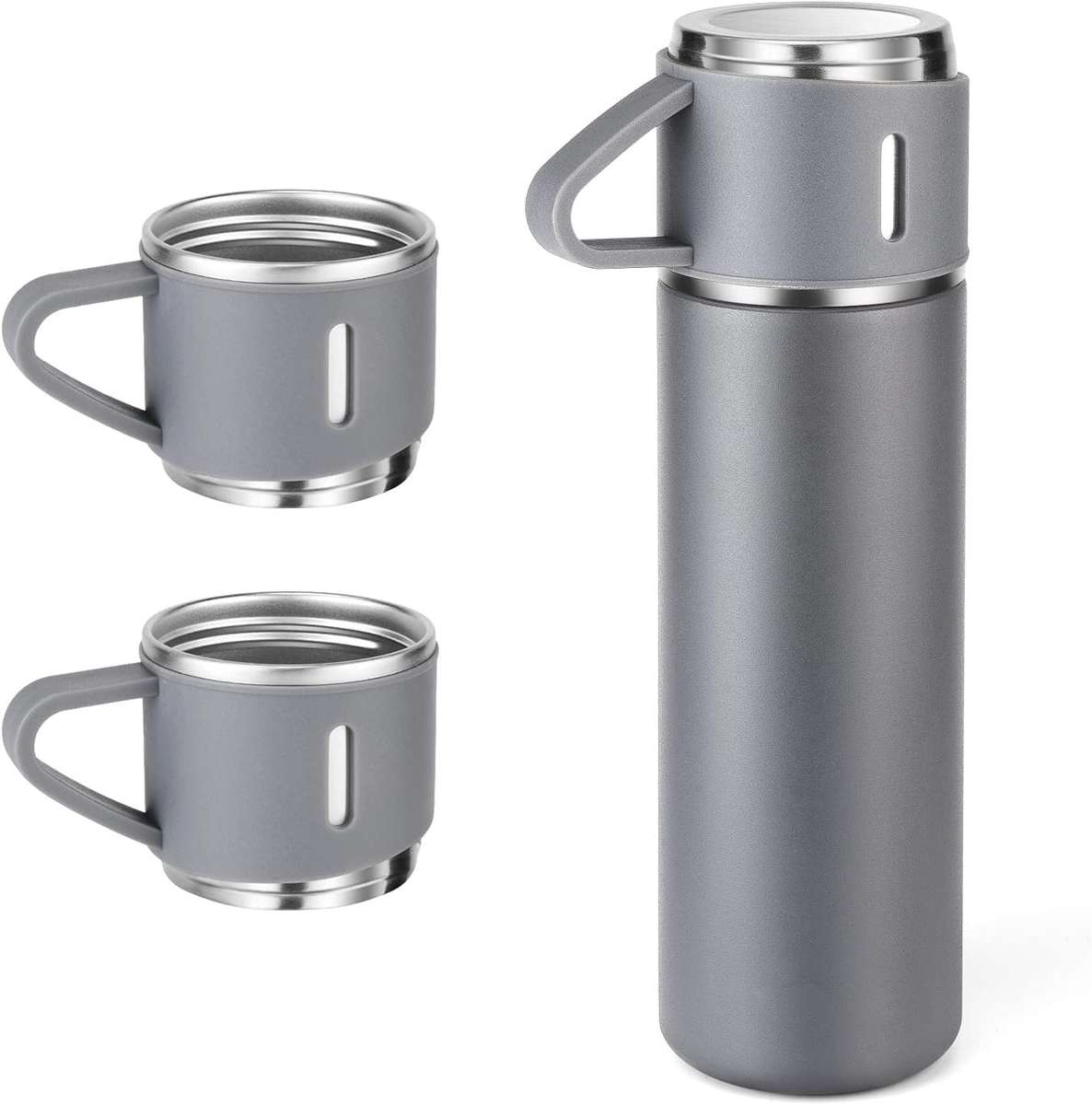 Thermos Vacuum Double Wall Of Stainless Steel Flask Set With 3 Cups 500ml