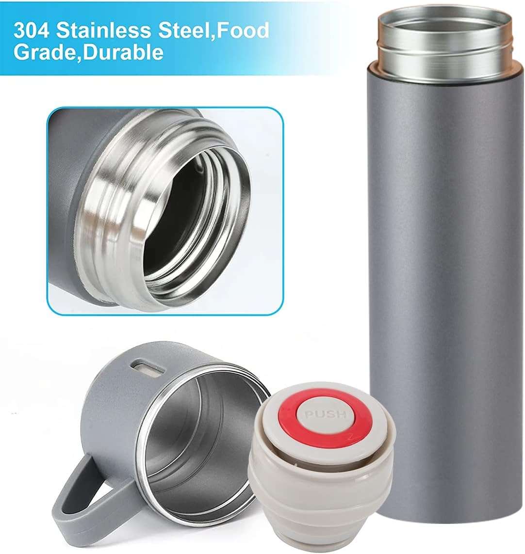 Thermos Vacuum Double Wall Of Stainless Steel Flask Set With 3 Cups 500ml