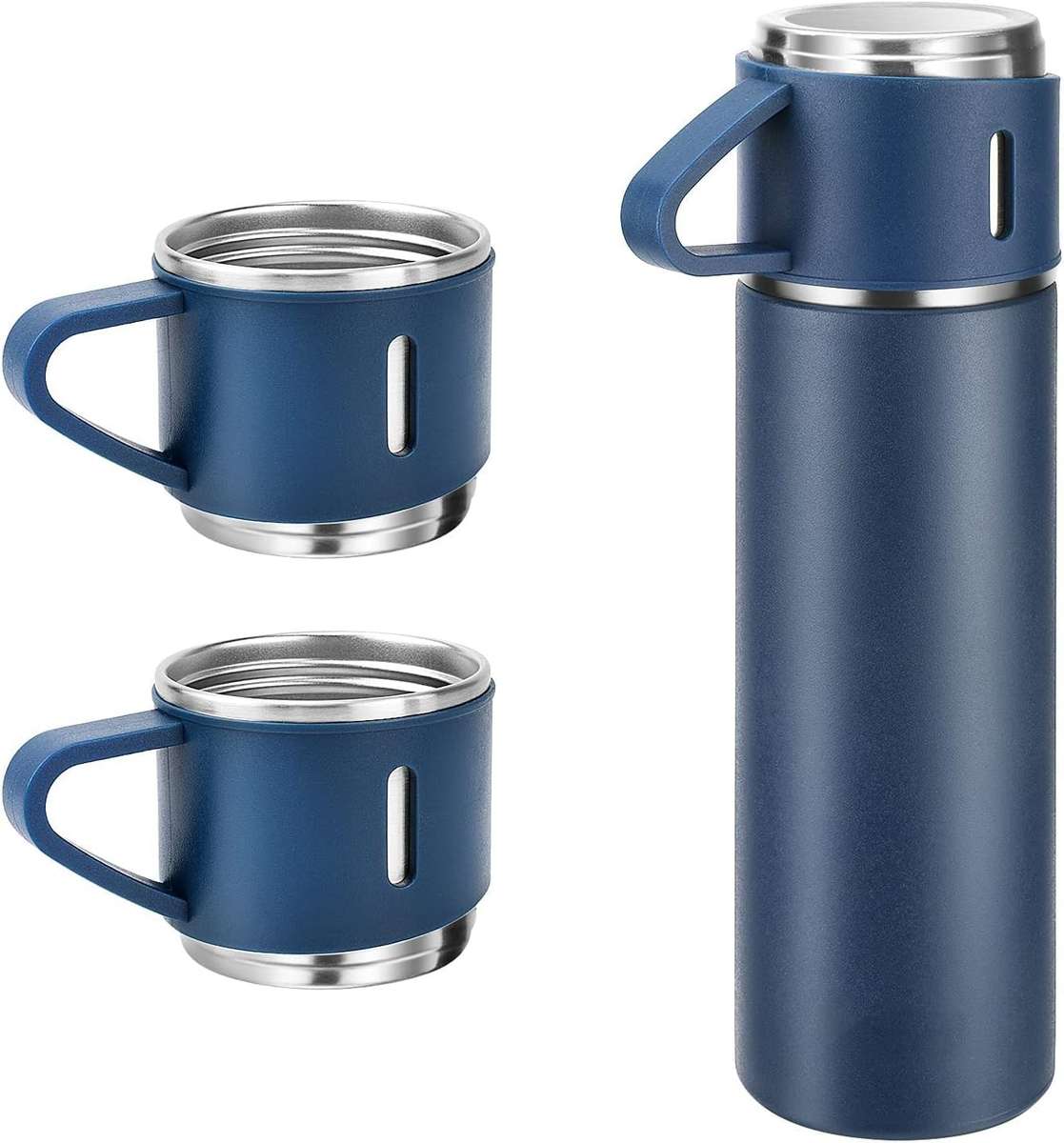 Thermos Vacuum Double Wall Of Stainless Steel Flask Set With 3 Cups 500ml