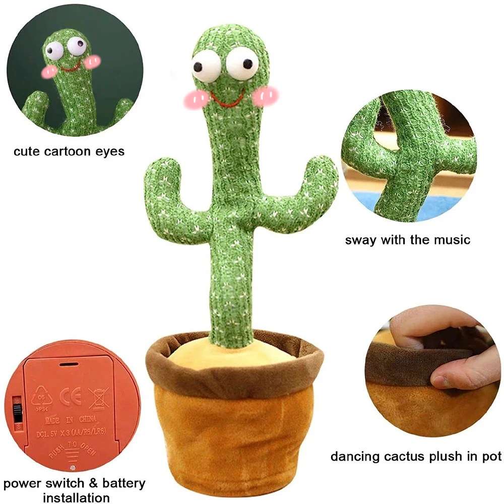 Dancing Cactus Singing Mimicking Light Interactive Toy
