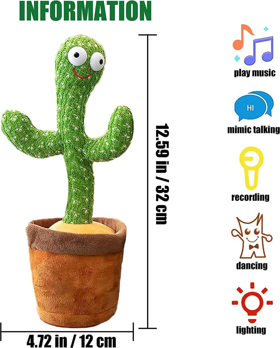 Dancing Cactus Singing Mimicking Light Interactive Toy
