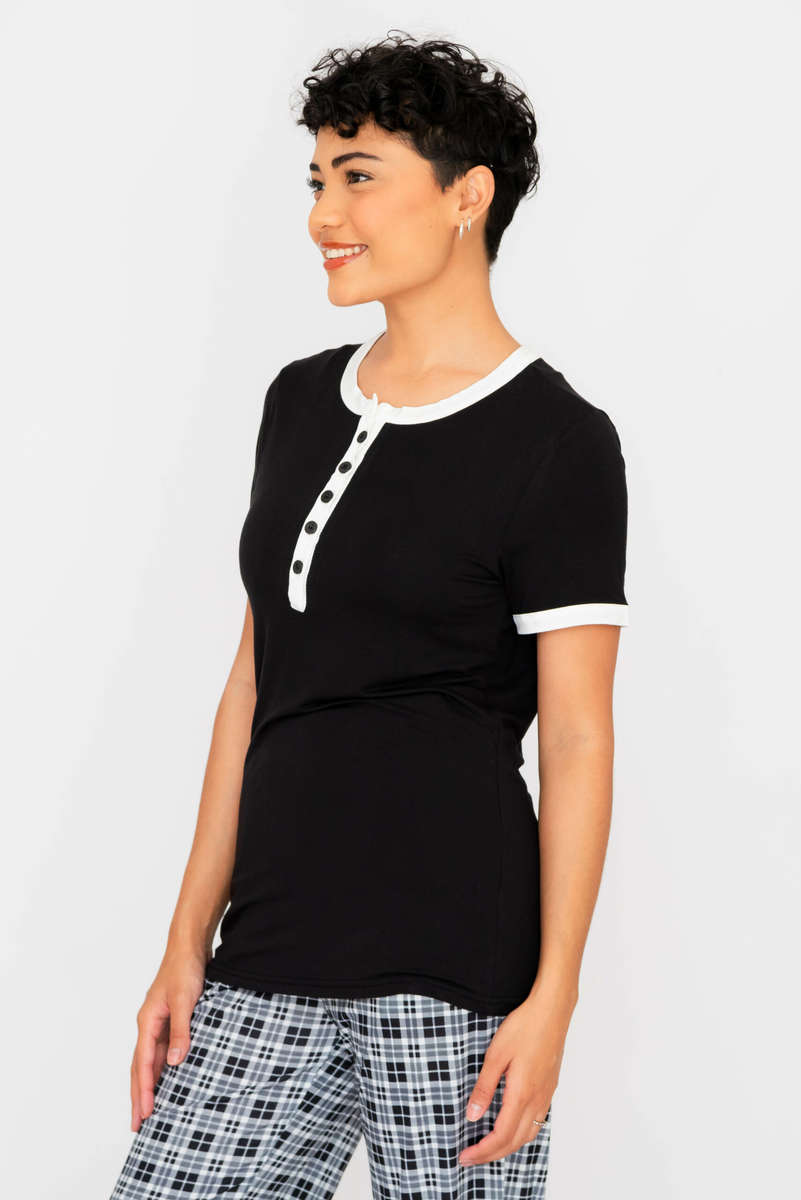 Ladies Short Sleeve Pyjama Set With Pockets