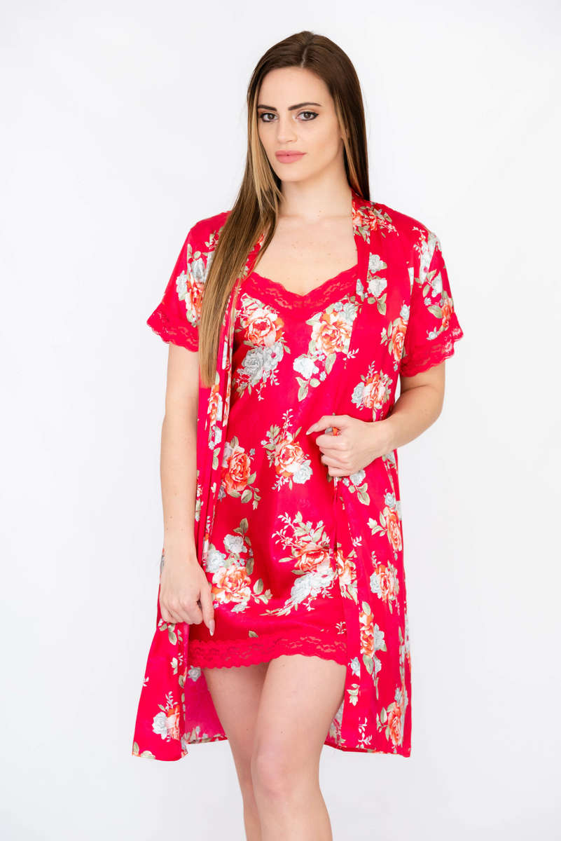 Royal Satin Negligee &amp; Gown Pyjama 2 Pc Set