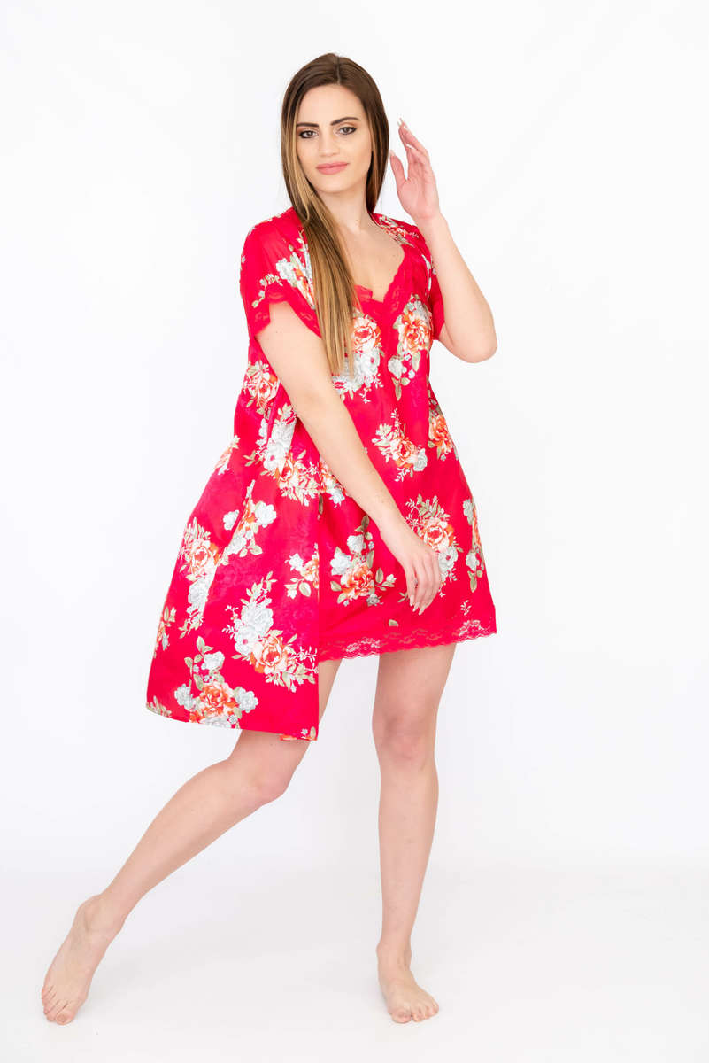 Royal Satin Negligee &amp; Gown Pyjama 2 Pc Set