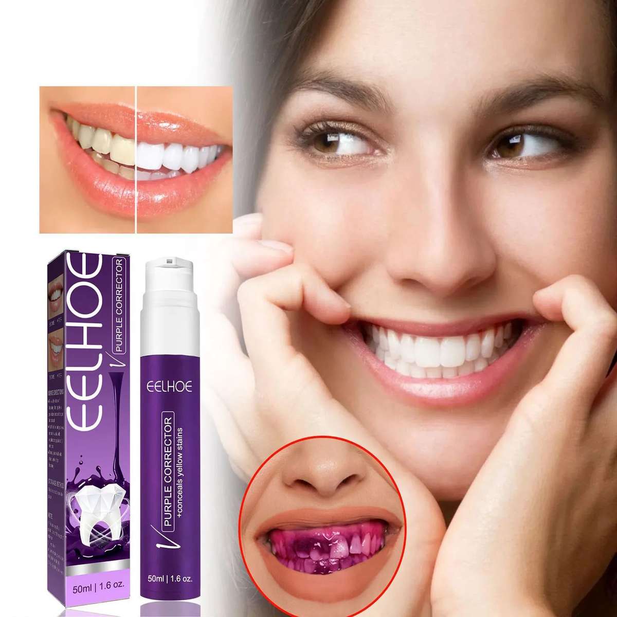 V34 Purple Corrector Teeth Whitening Toothpaste 50ml PROMO-2-FOR-1