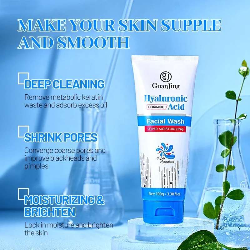 Deep Cleansing Face Wash Hyaluronic Acid Repair Moisturizing Facial Cleanser for Women & Men 100g