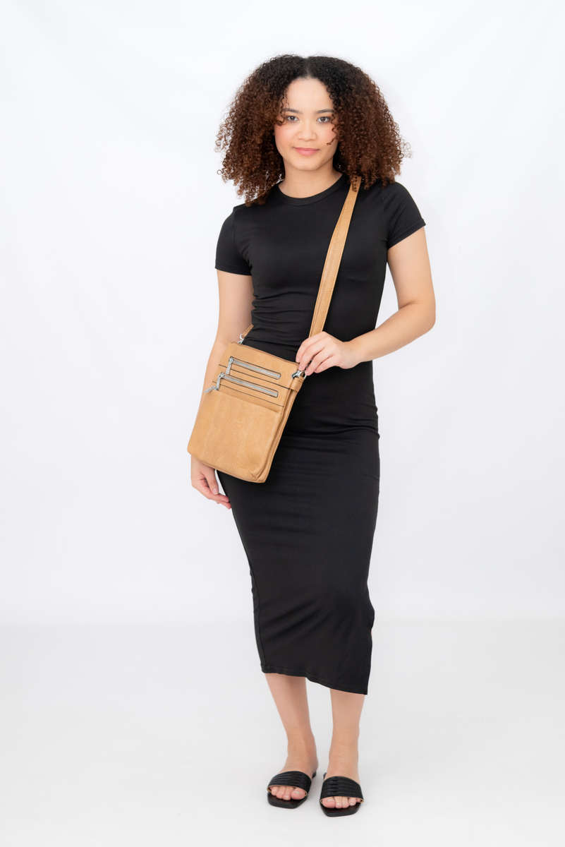 Sotto Crossbody Leather Sling Shoulder Bag With Multiple Pockets
