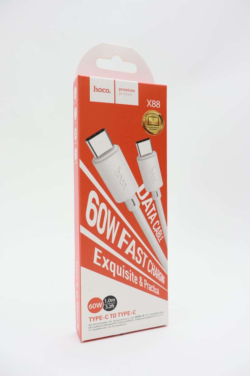 Hoco X88 60w Fast Charging Data Cable Type-C to Type-C or iPhone 1m