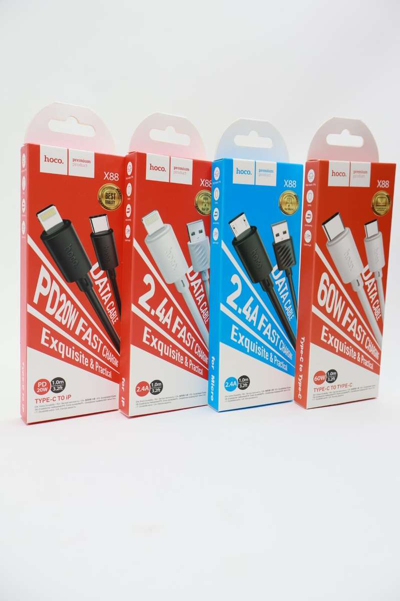 Hoco X88 60w Fast Charging Data Cable Type-C to Type-C or iPhone 1m