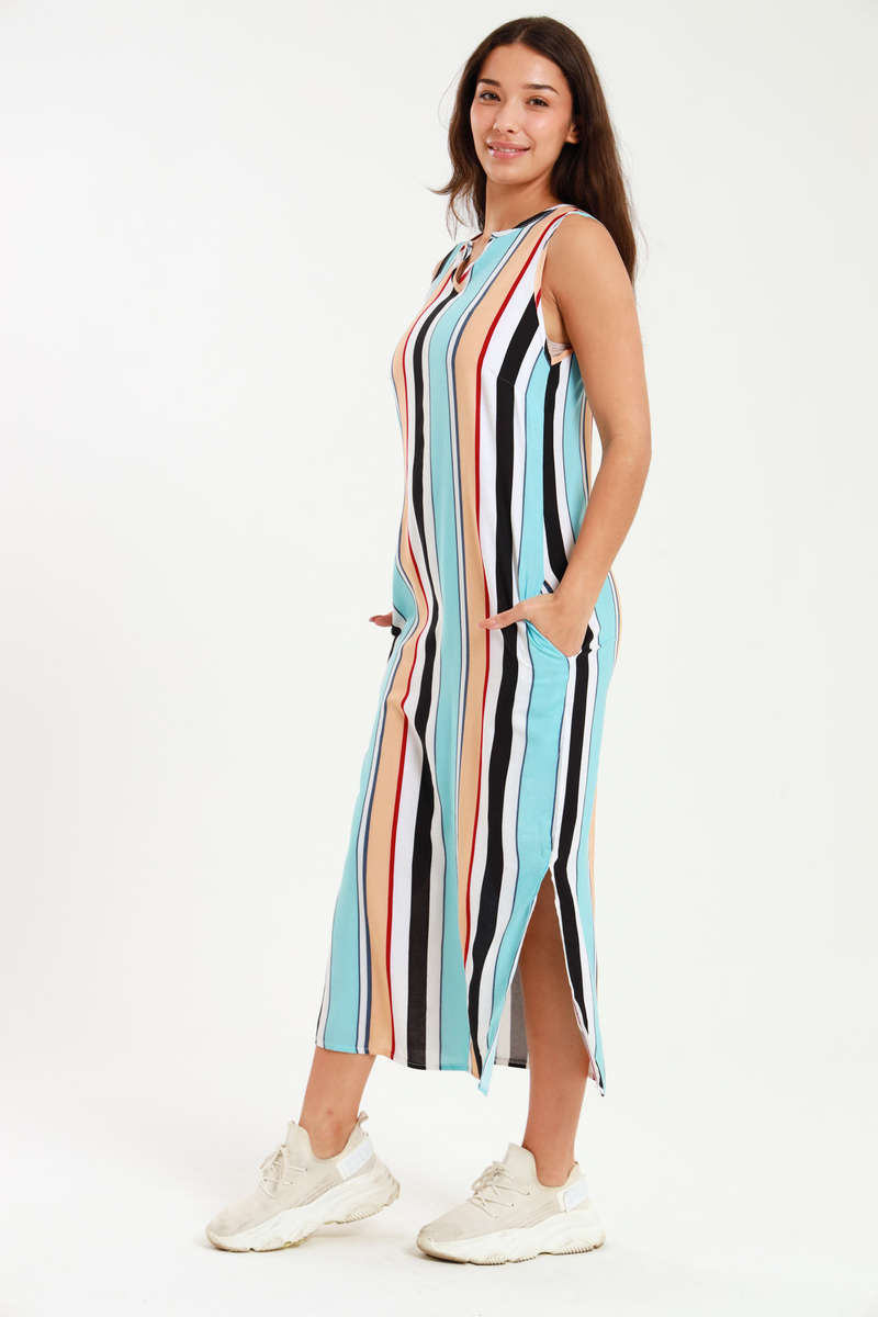 Branded Ladies Striped Sleeveless Maxi Dress