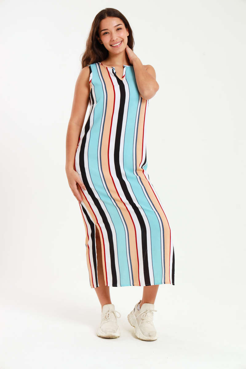 Branded Ladies Striped Sleeveless Maxi Dress