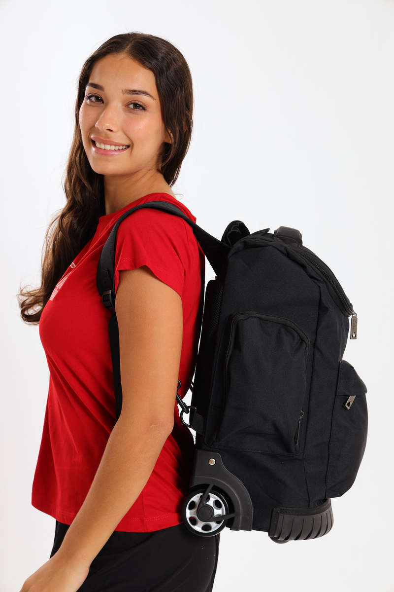 Camel Mountain School Trolley Bag Backpack Large Black