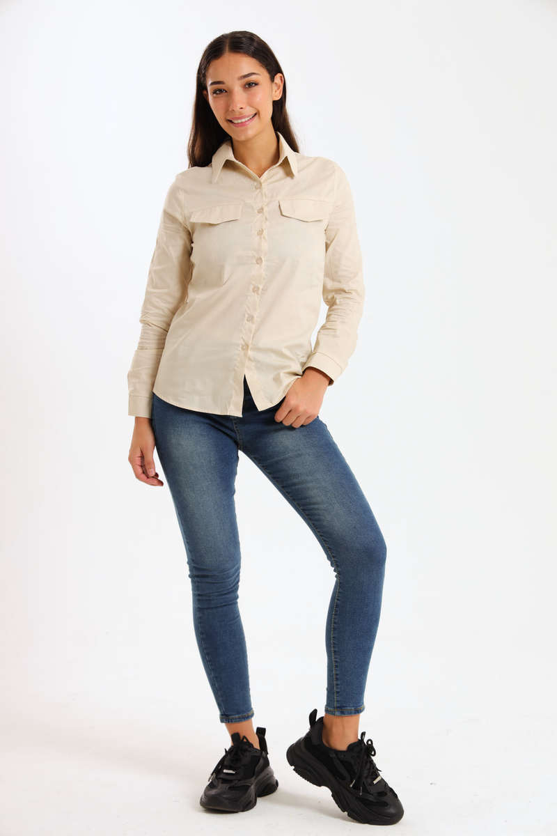 Ladies Classic Botton-Down Maxi Length Shirt