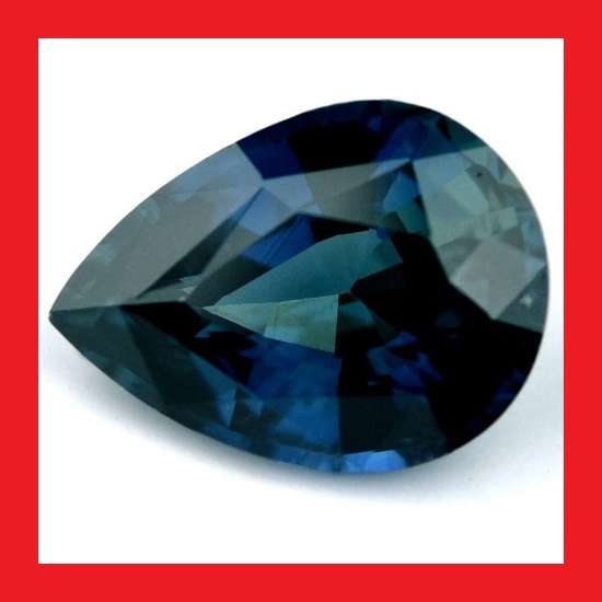 NATURAL SAPPHIRE - DEEP BLUE GREEN PEAR FACET - 0.795cts
