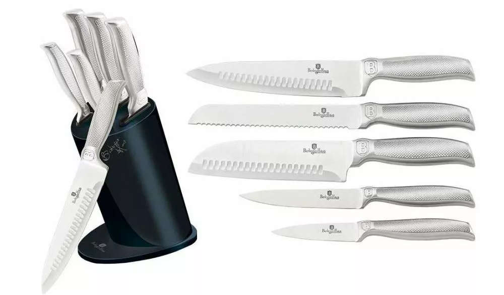 Berlinger Haus - 6 Pieces Stainless Steel Kikoza Collection Knife Set with Stand (READ DESCRIPTION)