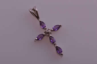 Gold Cross With Amethysts | National Free Shipping |