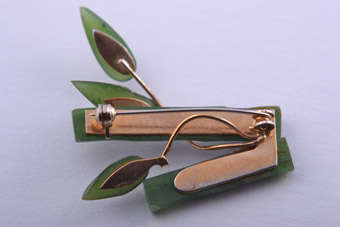 Jadeite Oriental Brooch