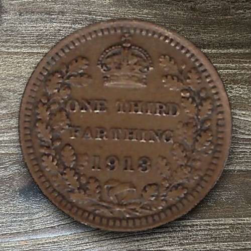 1913 *** 1/3 Farthing *** Please use scan or picture to determine grade