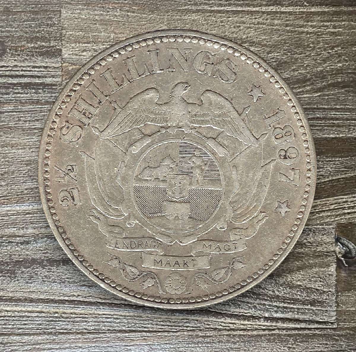 1897 *** 2 1/2 Shilling *** VF *** 92.5% Silver  13.078 grams